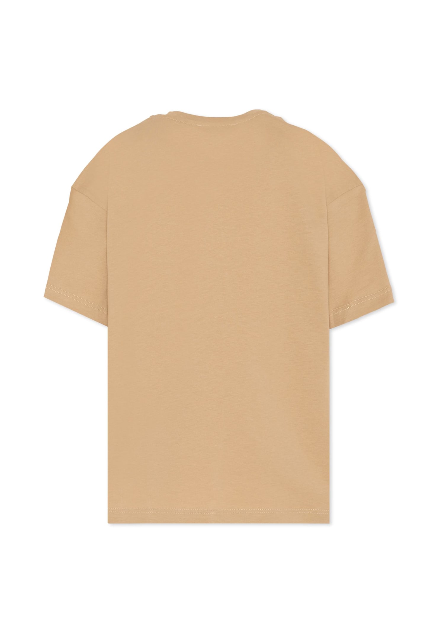 Msgm Beige T-shirt For Kids With Logo In Brown