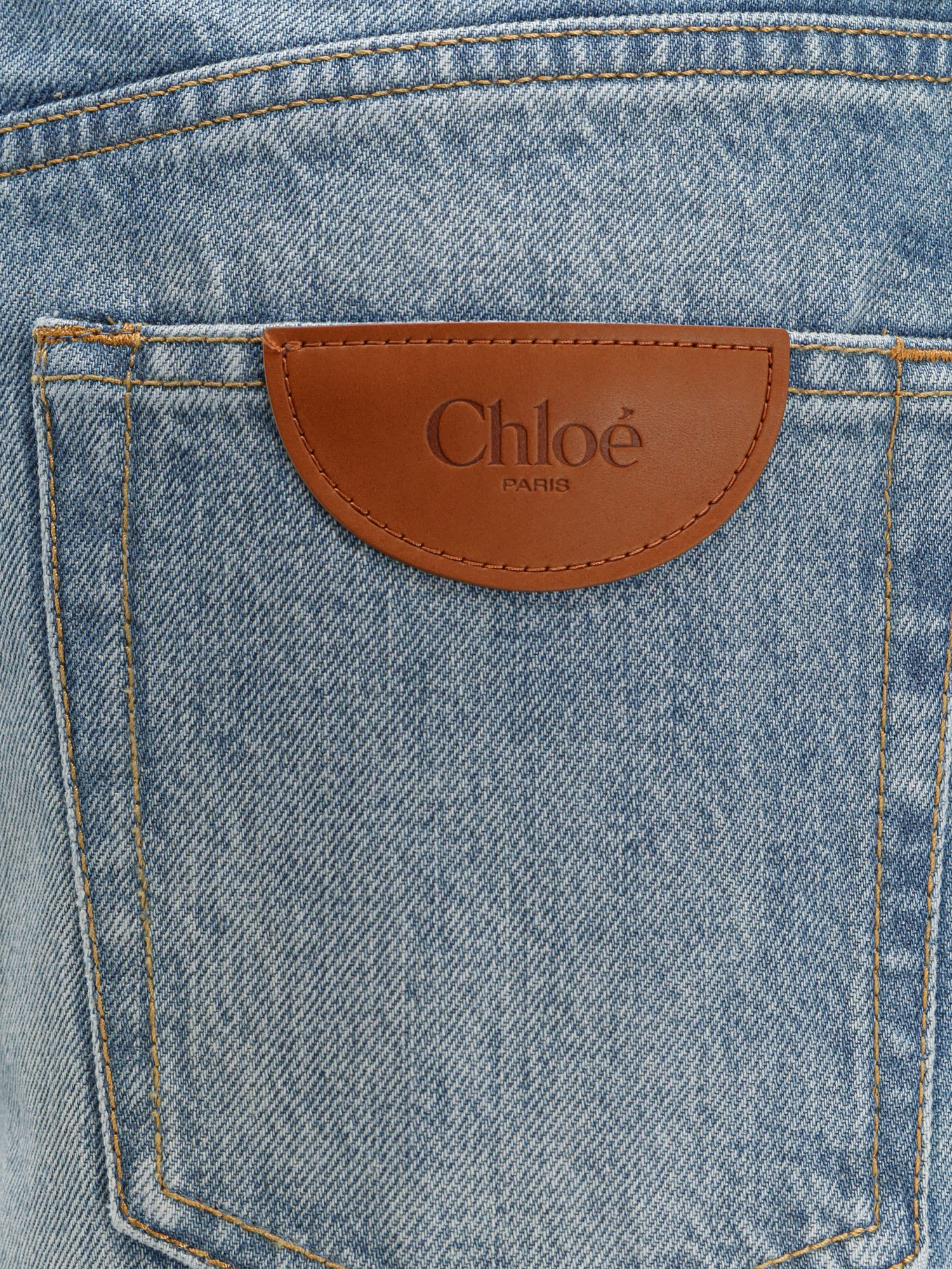 Chloé Blue Denim Jeans With Logo Label On The Back In Multi