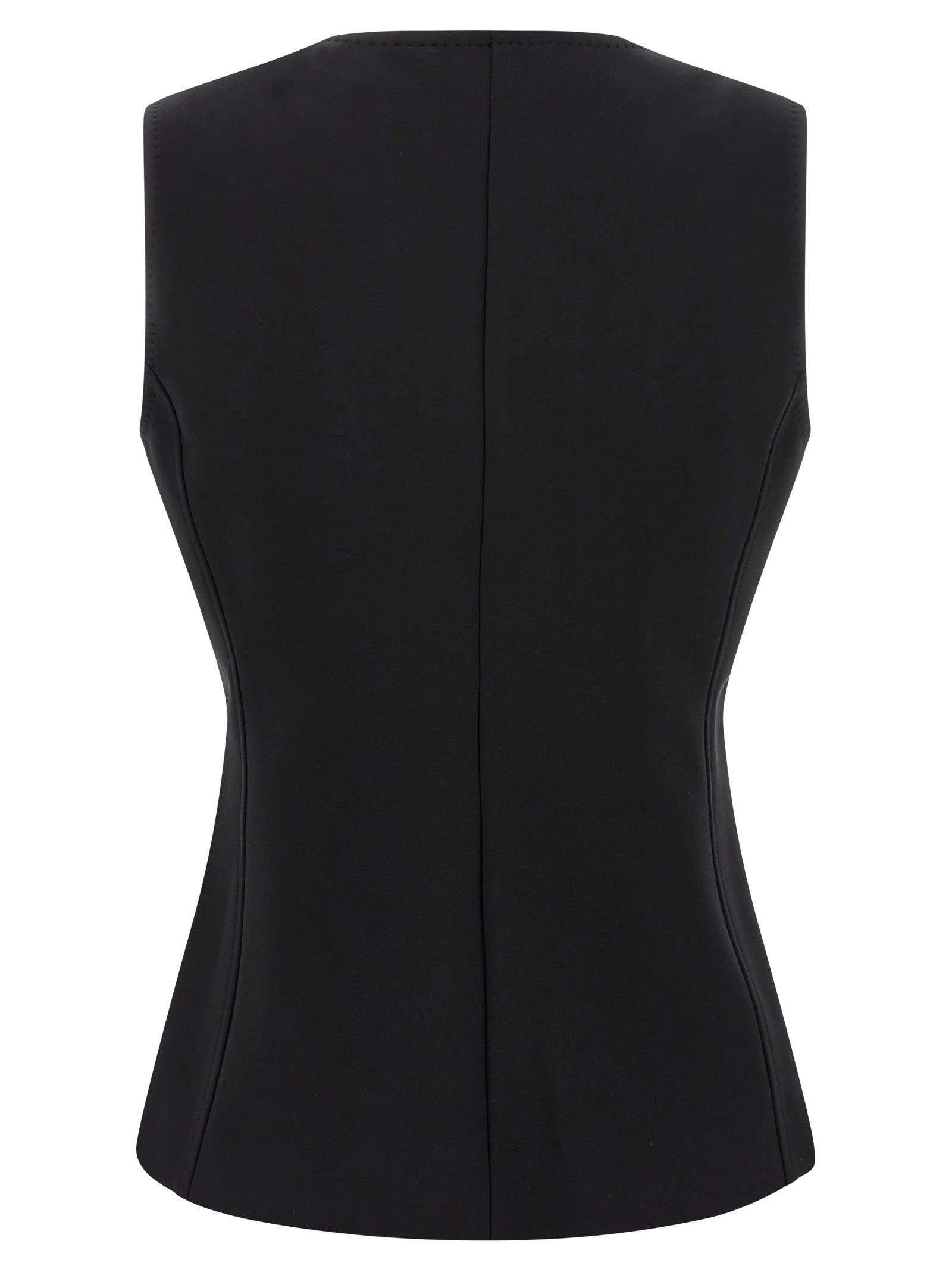 Max Mara Fornovo Sleeveless V-neck Tailored Gilet In Black