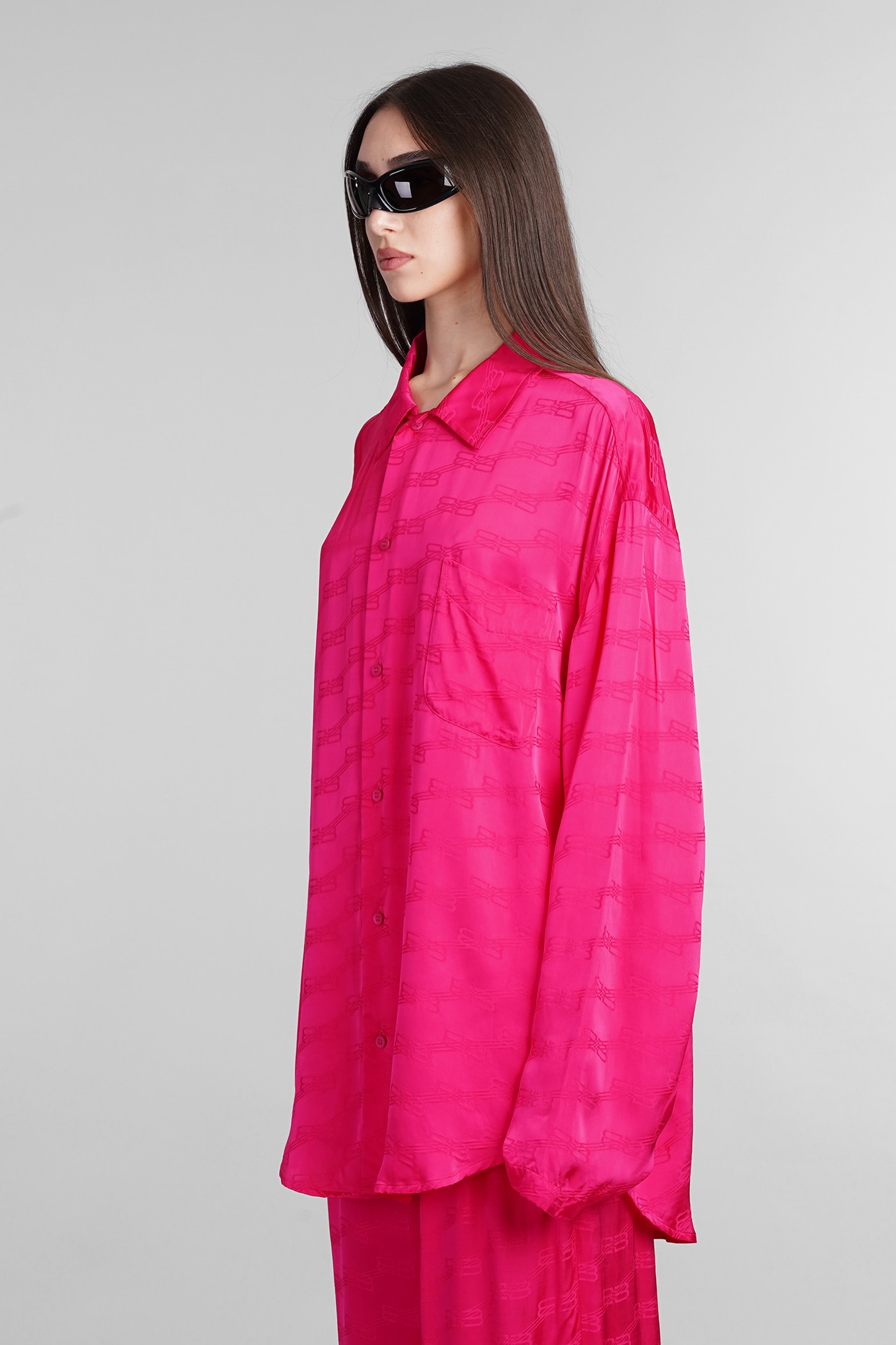 Shop Balenciaga Shirt In Fuxia Viscose