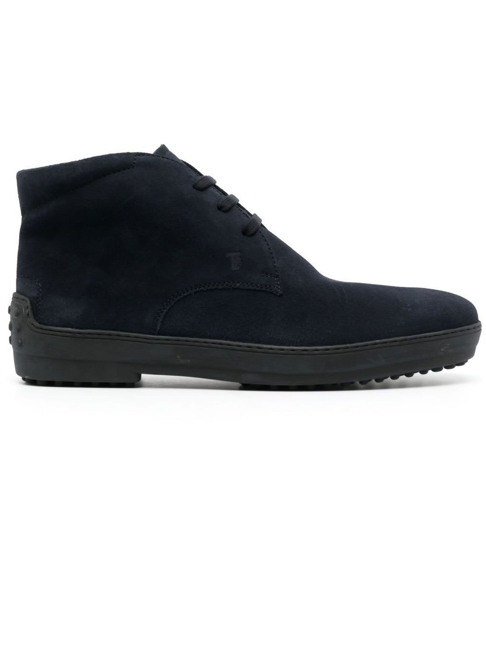 Tod's Desert Boots In Blue Suede
