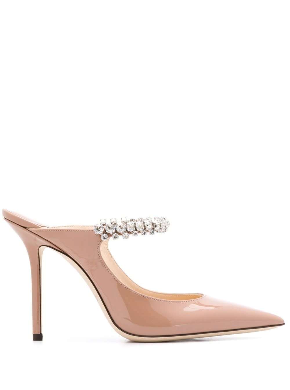 Shop Jimmy Choo Womans Pink Patent Leather Pumps With Crystal Strap Detail In Ballet Pink