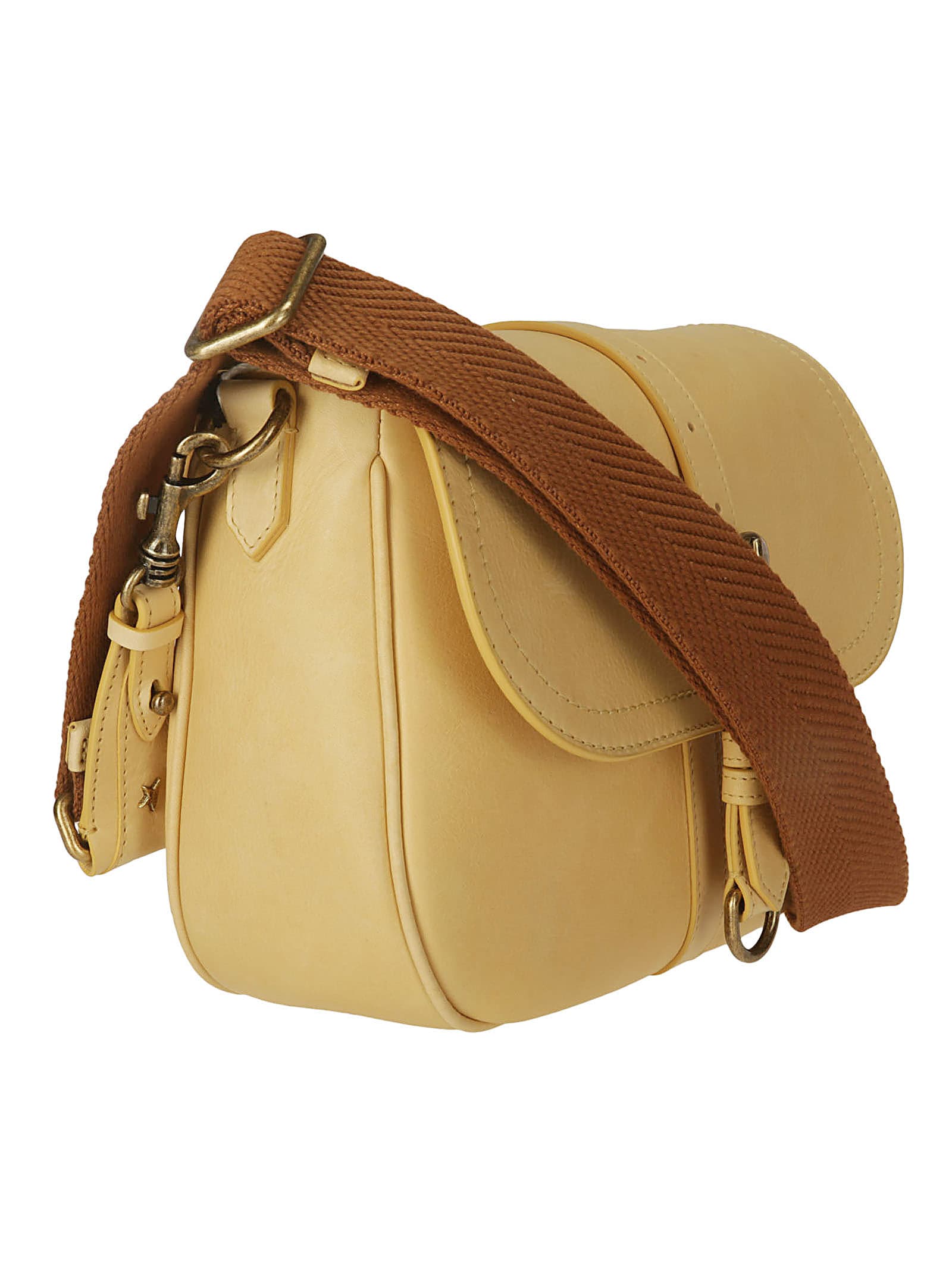 Shop Golden Goose Sally Bag Medium Smooth Calfskin Leather Fabric Sh In Sahara Sun