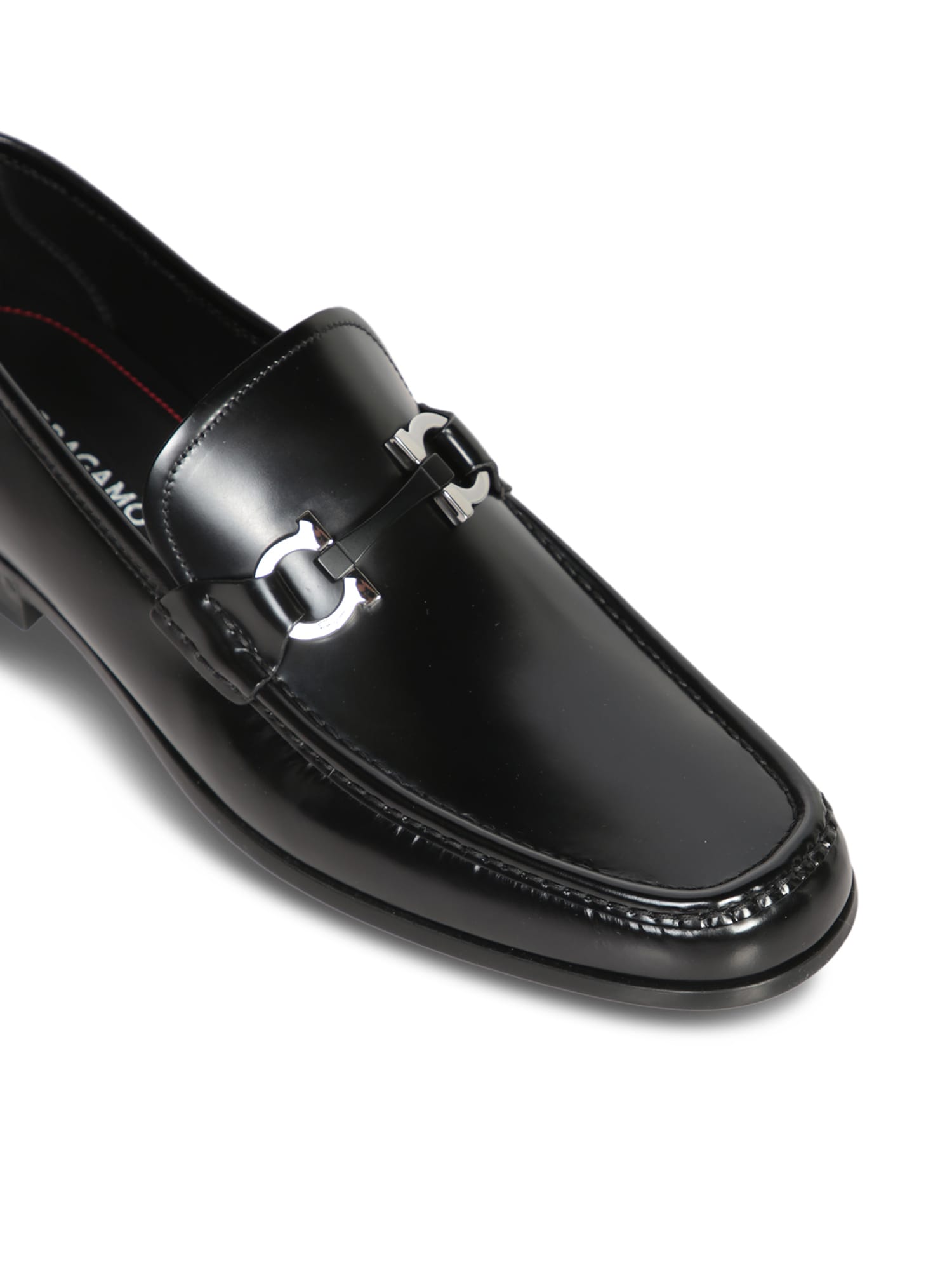 Shop Ferragamo Grandioso Buckle Black Loafers