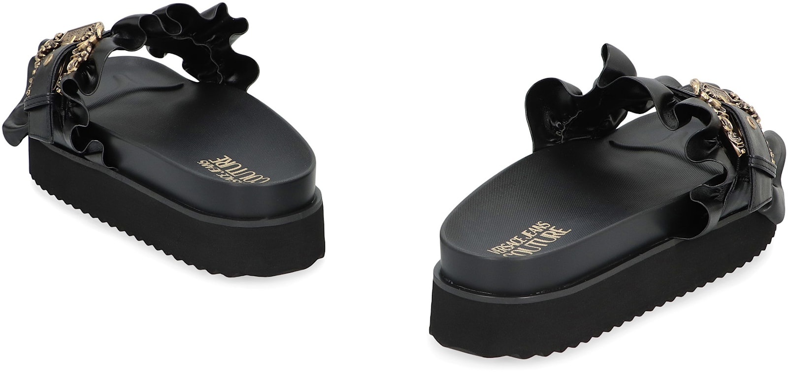 Versace Jeans Couture Arizona Rubber Slides In Black