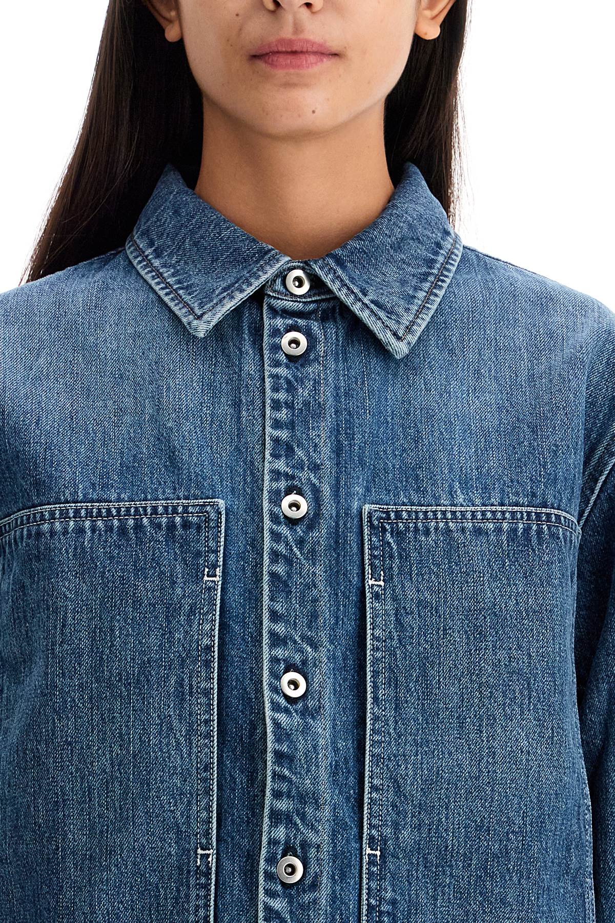 Shop Jil Sander Denim Overshirt In Canard (blue)