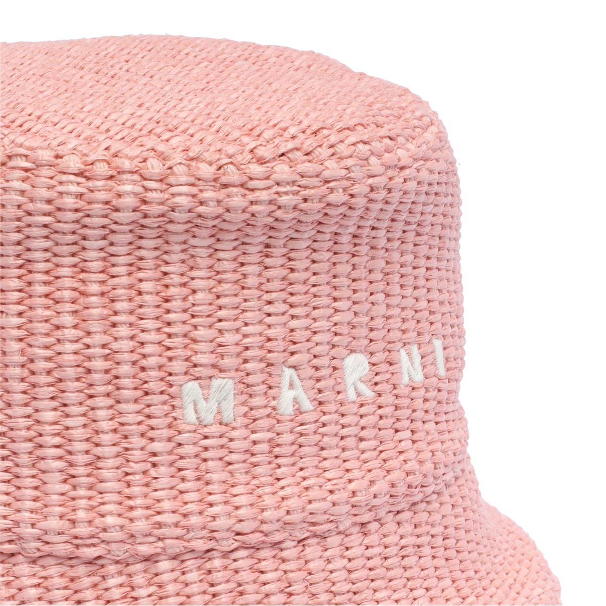 Shop Marni Bucket Hat Rafia Effect With Embroidered Logo In Pink