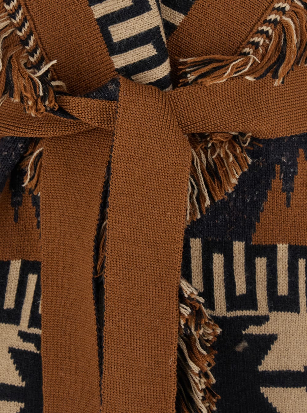 Alanui Geometric Pattern Cardigan Belted Waist In Multi