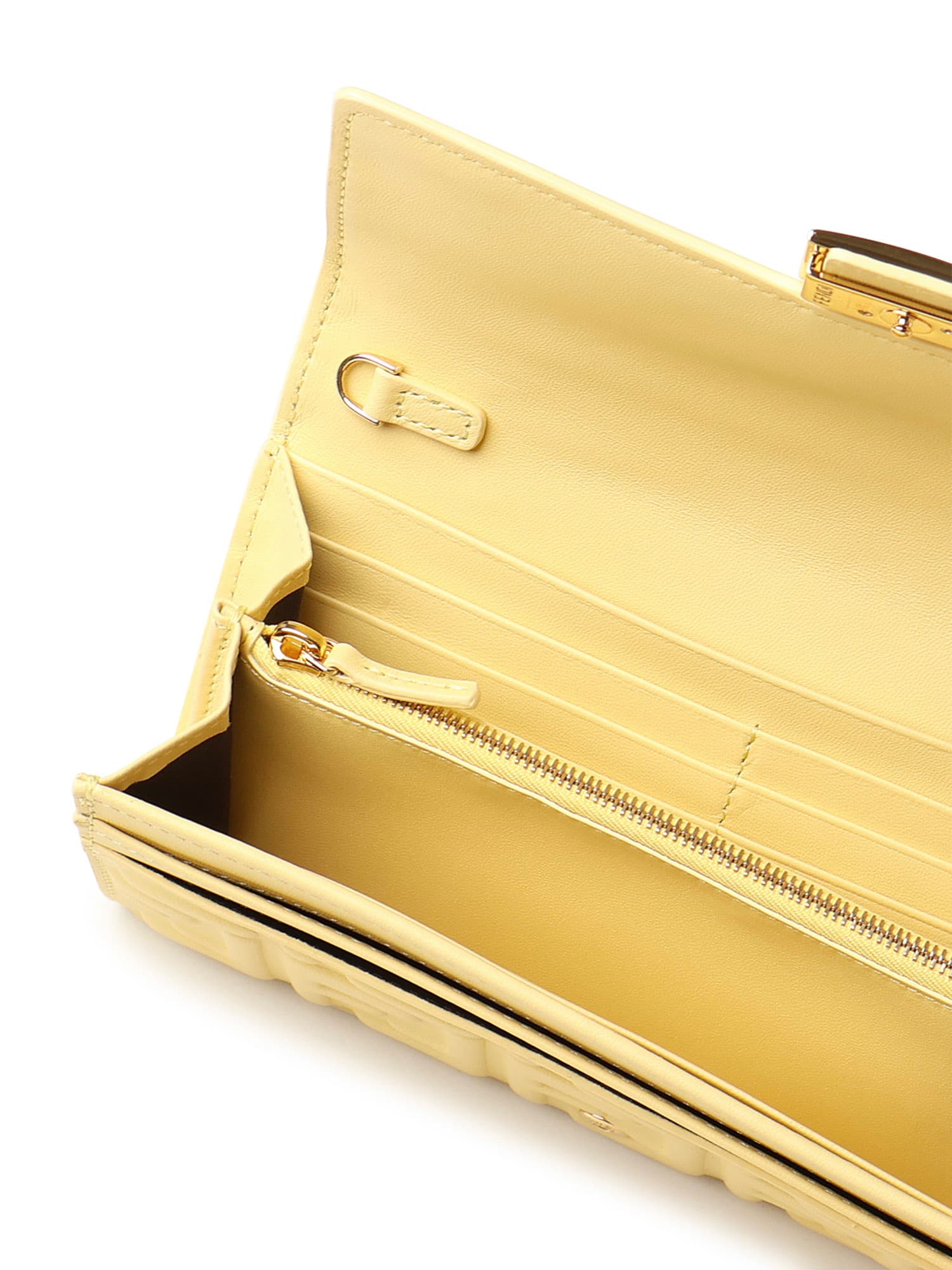 Fendi Baguette Continental Wallet In Nappa Leather In Yellow