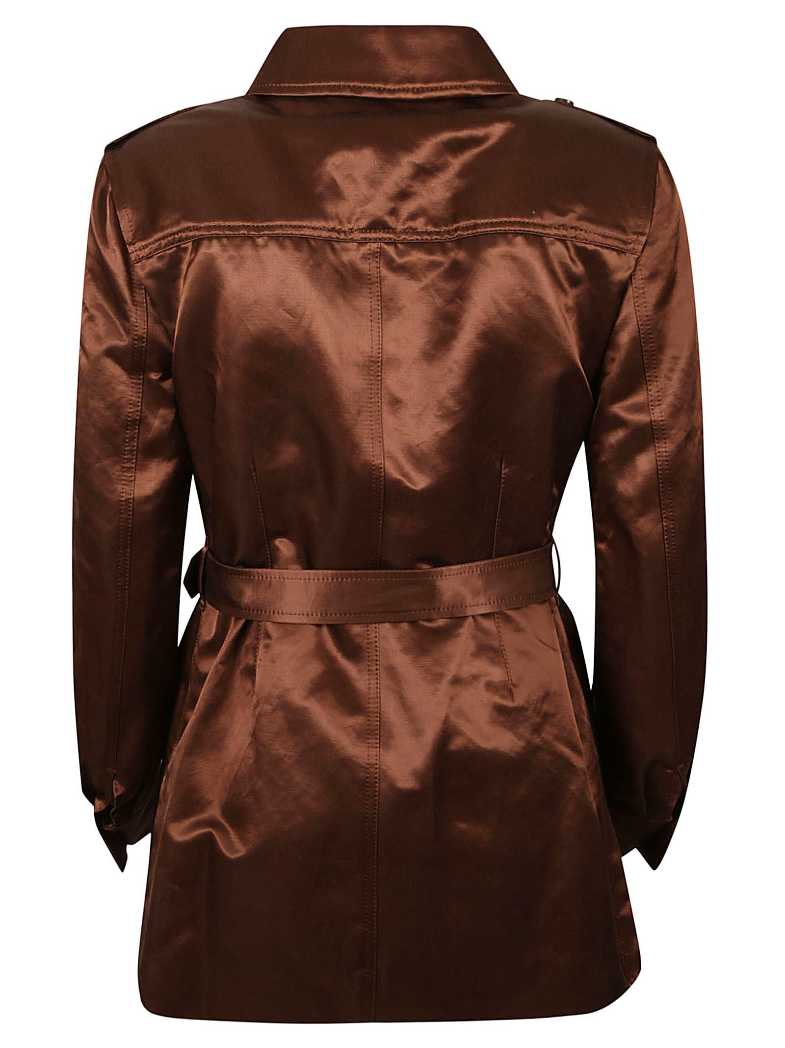 Shop Tom Ford Cotton Blend Lustrous Duchess Jacket In Wood Brown
