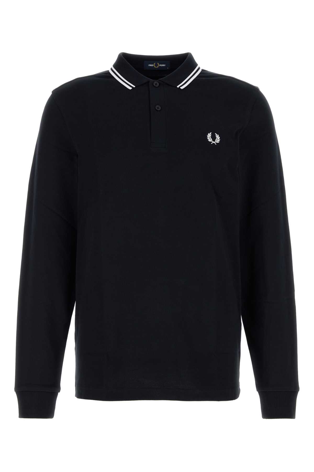 Shop Fred Perry Navy Blue Piquet Polo Shirt In Navywhite