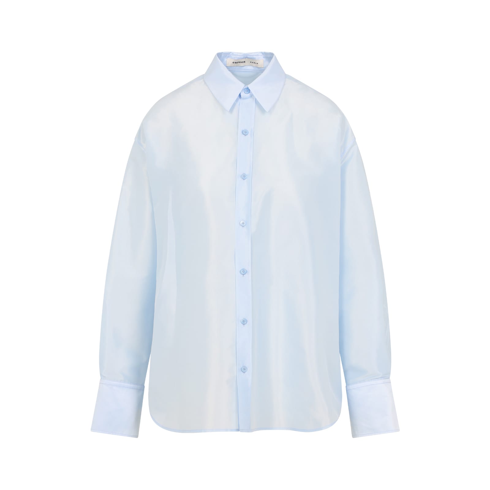 Carven Logo Embroidered Buttoned Shirt In Blue