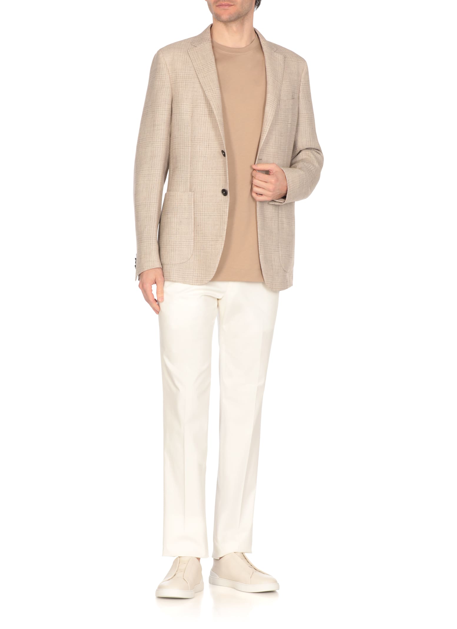 Zegna Chalk Stripe Linen And Silk Jacket