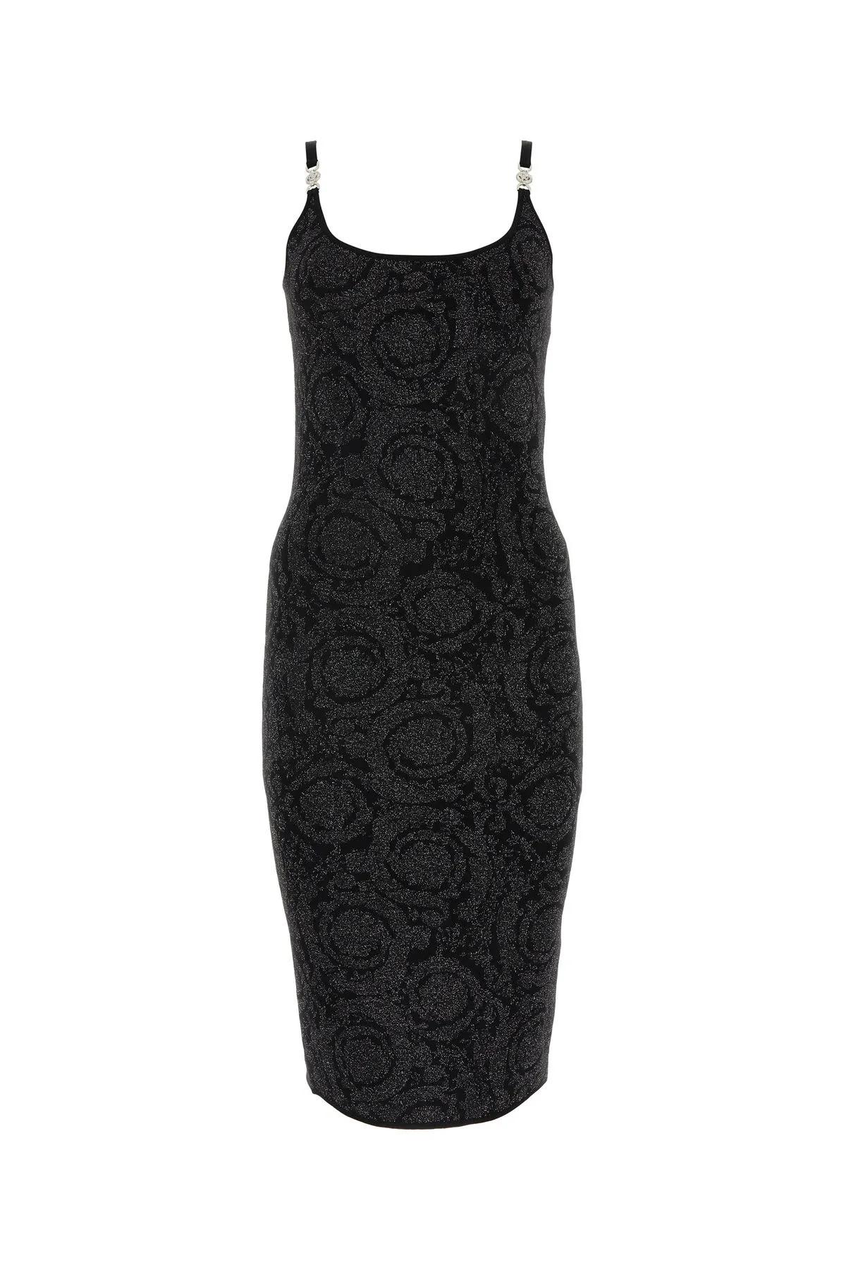 VERSACE BLACK STRETCH VISCOSE BLEND DRESS