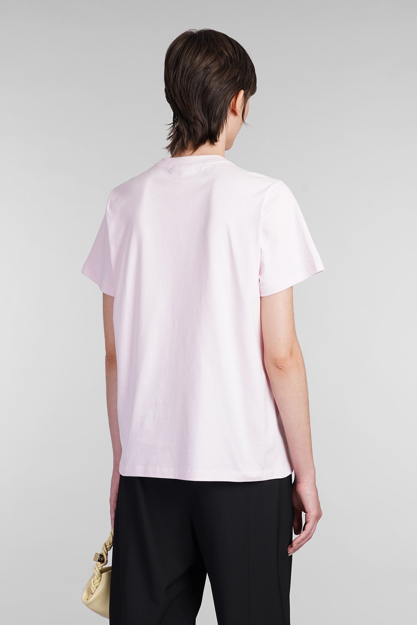 Shop Ganni T-shirt In Rose-pink Cotton