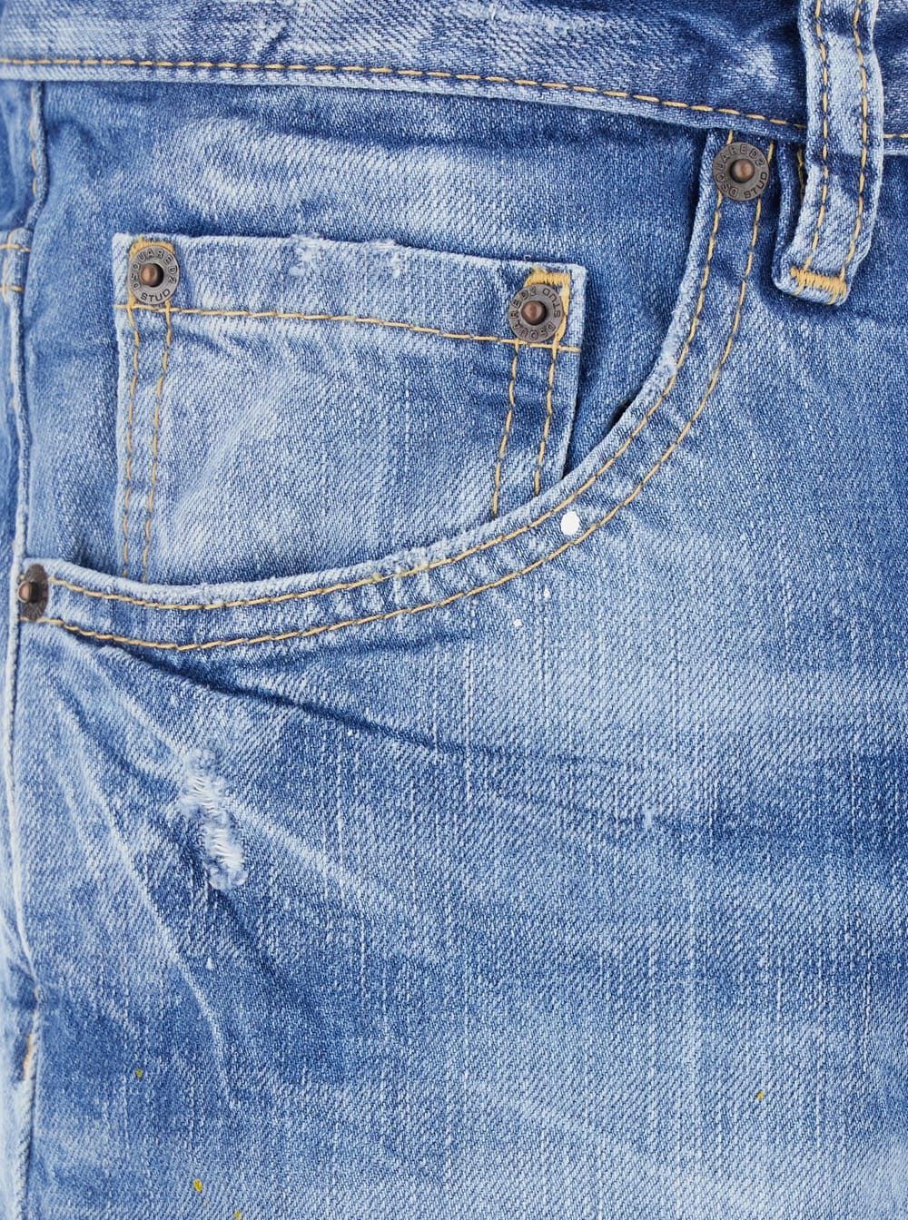 Dsquared2 Blue Jeans With Distressed Effect And Logo Patch On The Back In Denim Man In Blue
