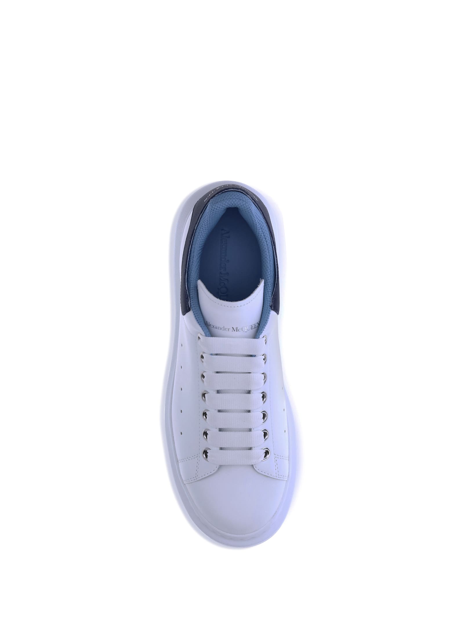 Alexander Mcqueen Leather Platform Sneakers Perforated Detailing In White