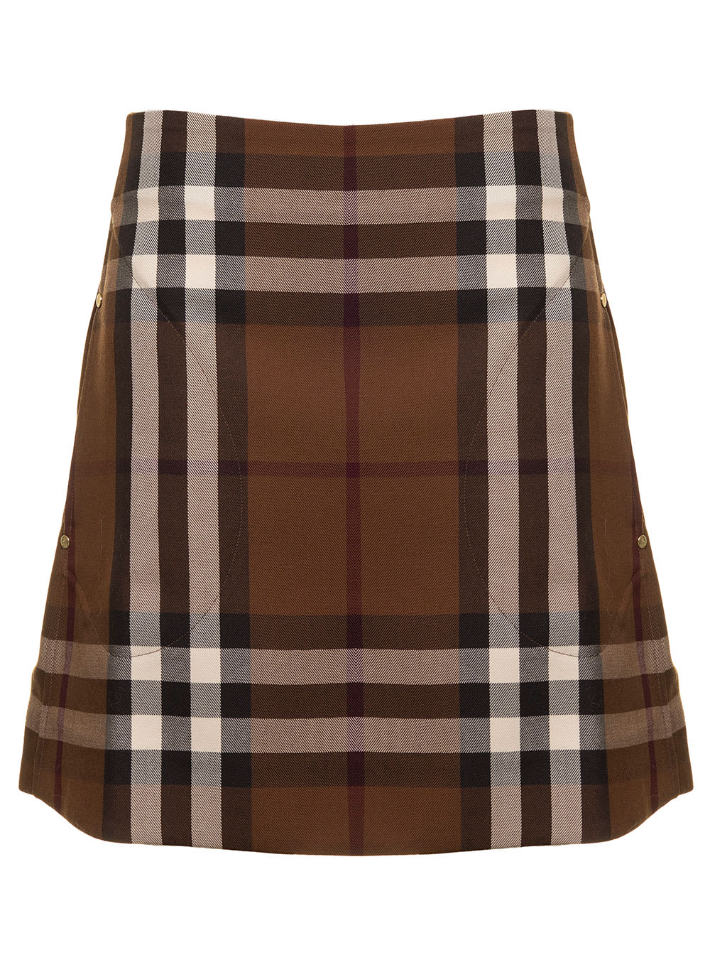 Teodora Brown Check Print Mini-skirt In Wool Woman Burberry