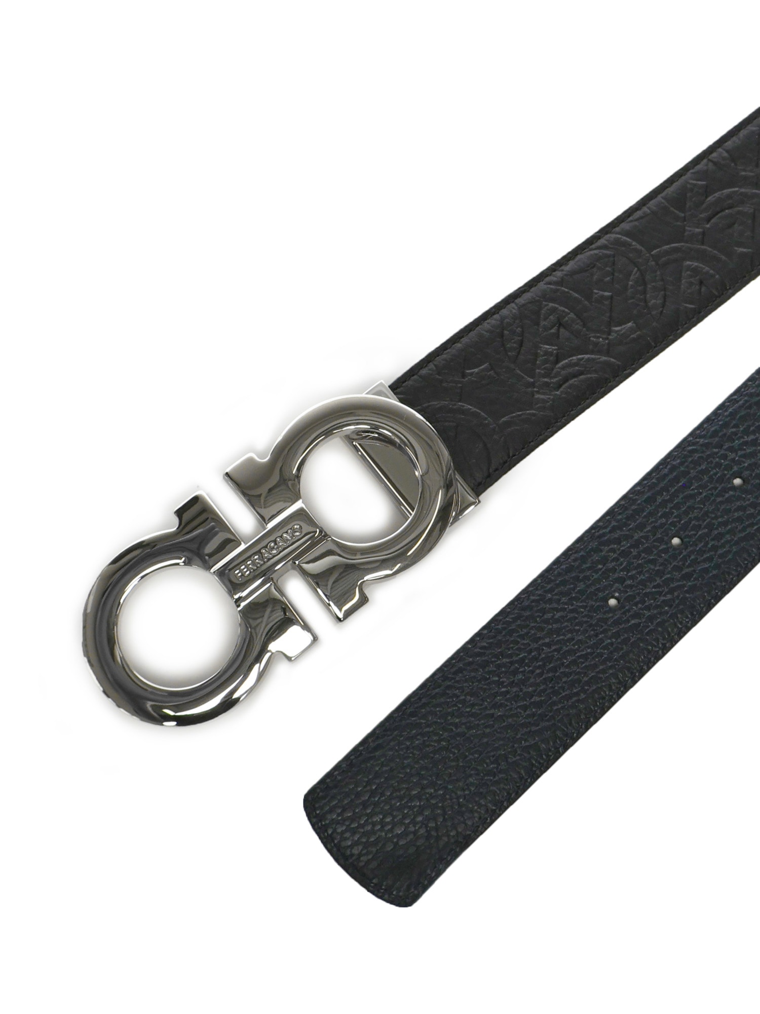 Ferragamo Leather Gancini Belt In Black