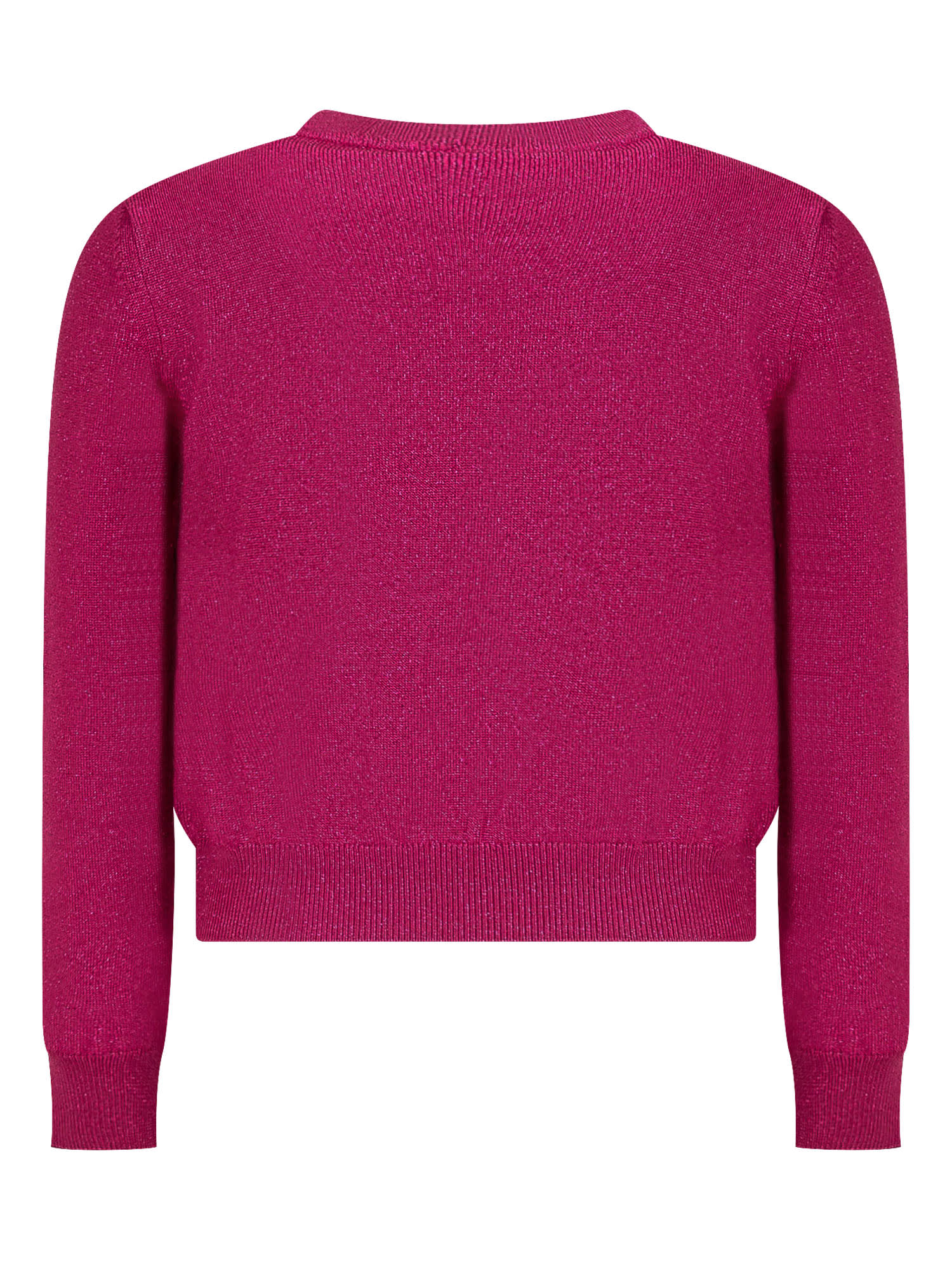 Shop Versace Sweater With Logo In Fuchsia Lurex