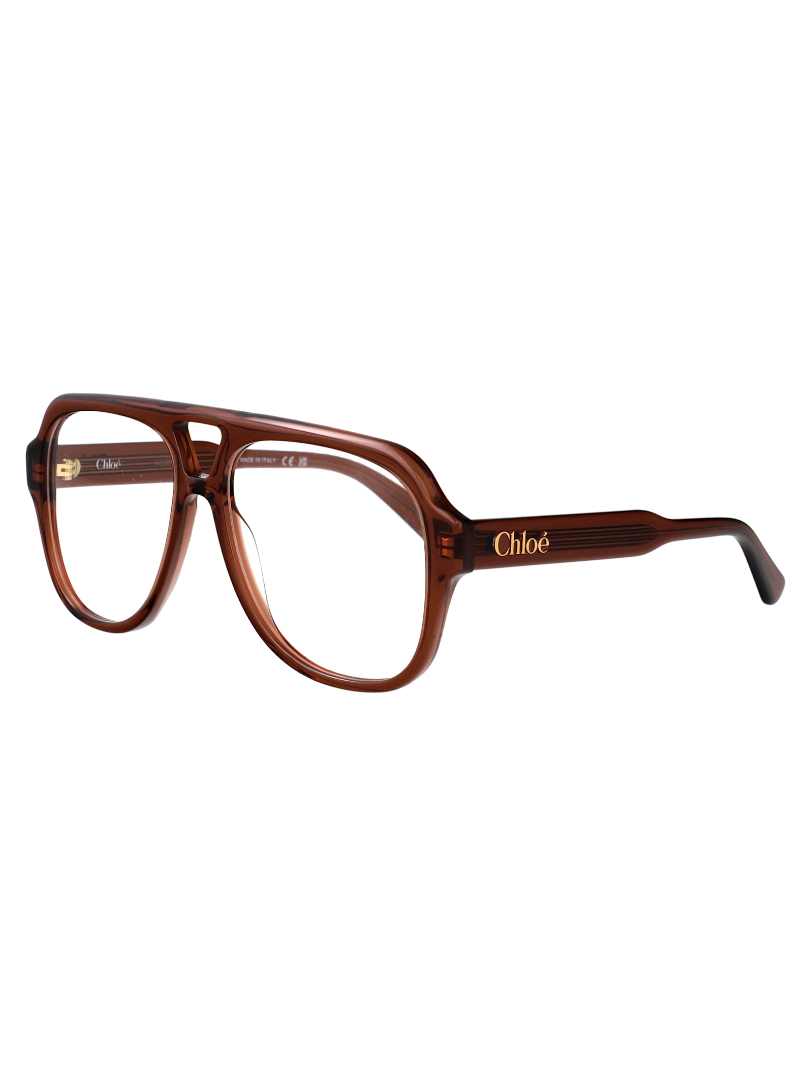 Chloé Brown-brown-transparent Recycled Acetate Glasses In Brown