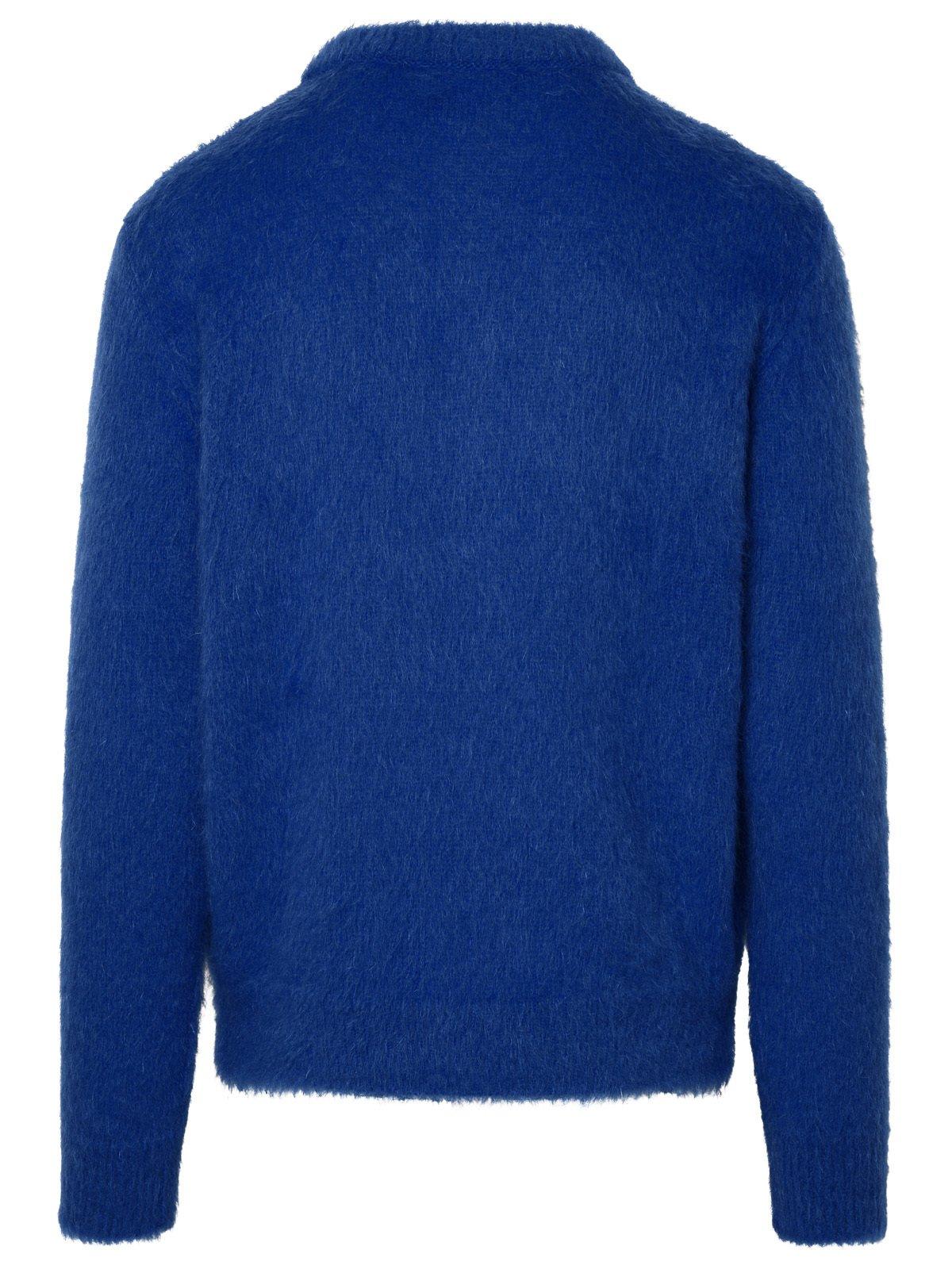 Balmain Maglione In Misto Lana Blu Elettrico Uomo In Siu Cobalt Blanc