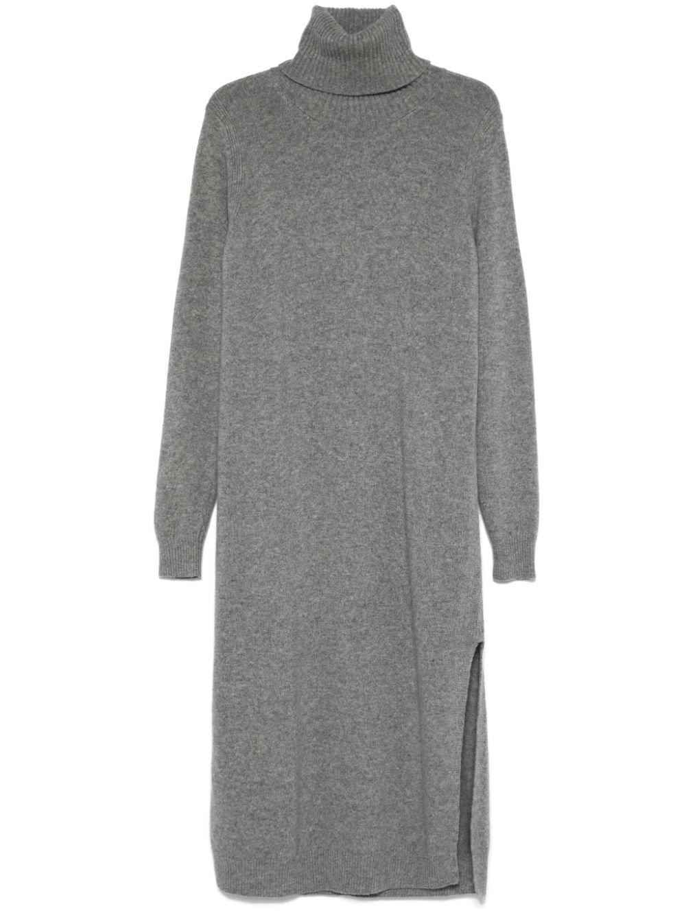 Shop Roberto Collina Turtleneck Knit Dress In Grey