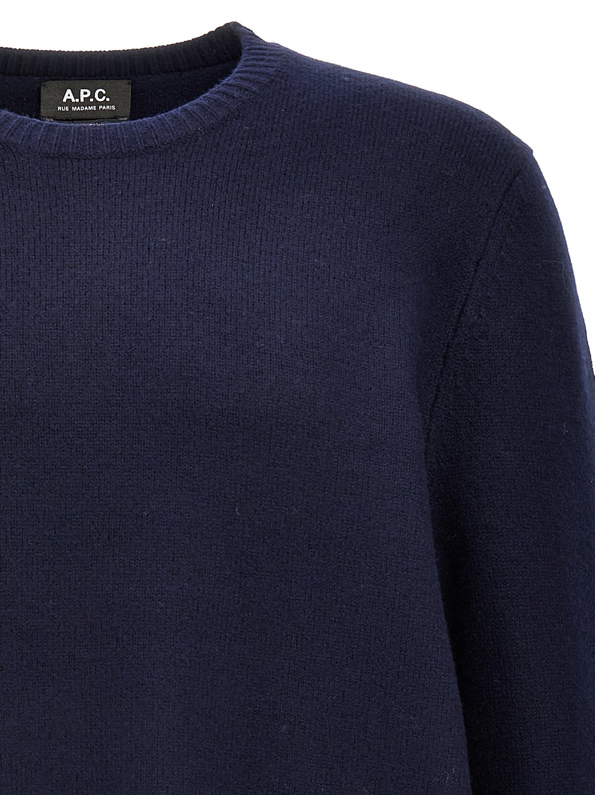 Shop Apc Edward Logo Intarsia-knit Crewneck Jumper In Blue