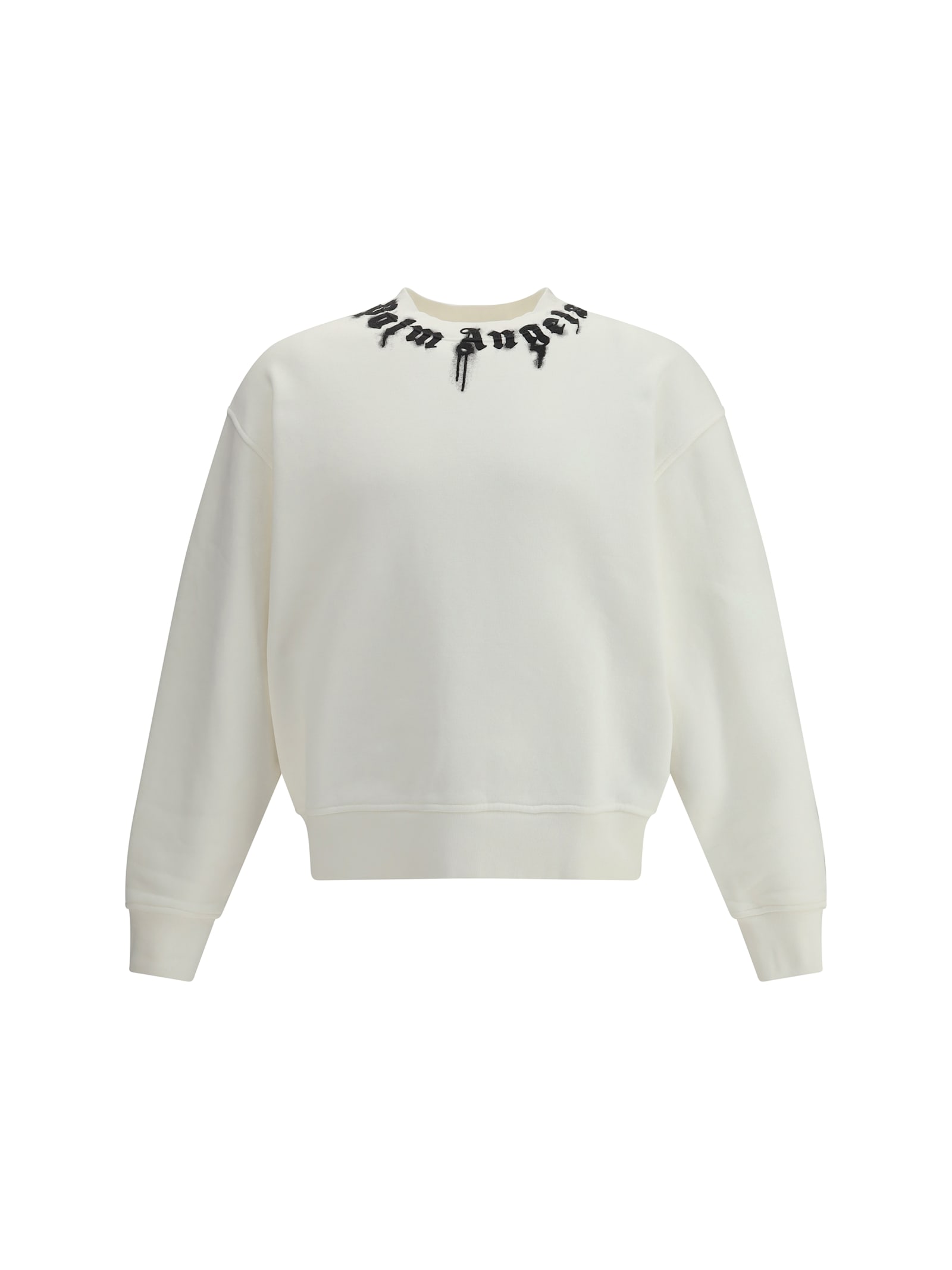 Palm Angels White Cotton Sweatshirt In White