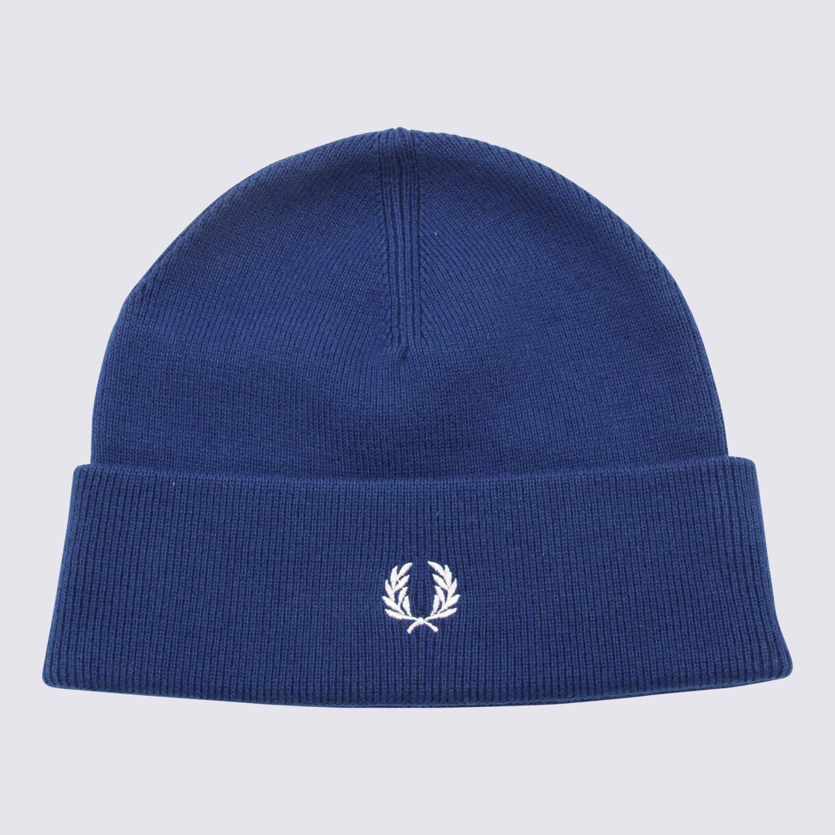 Fred Perry Navy Blue And White Cotton-wool Blend Beanie In French Navy