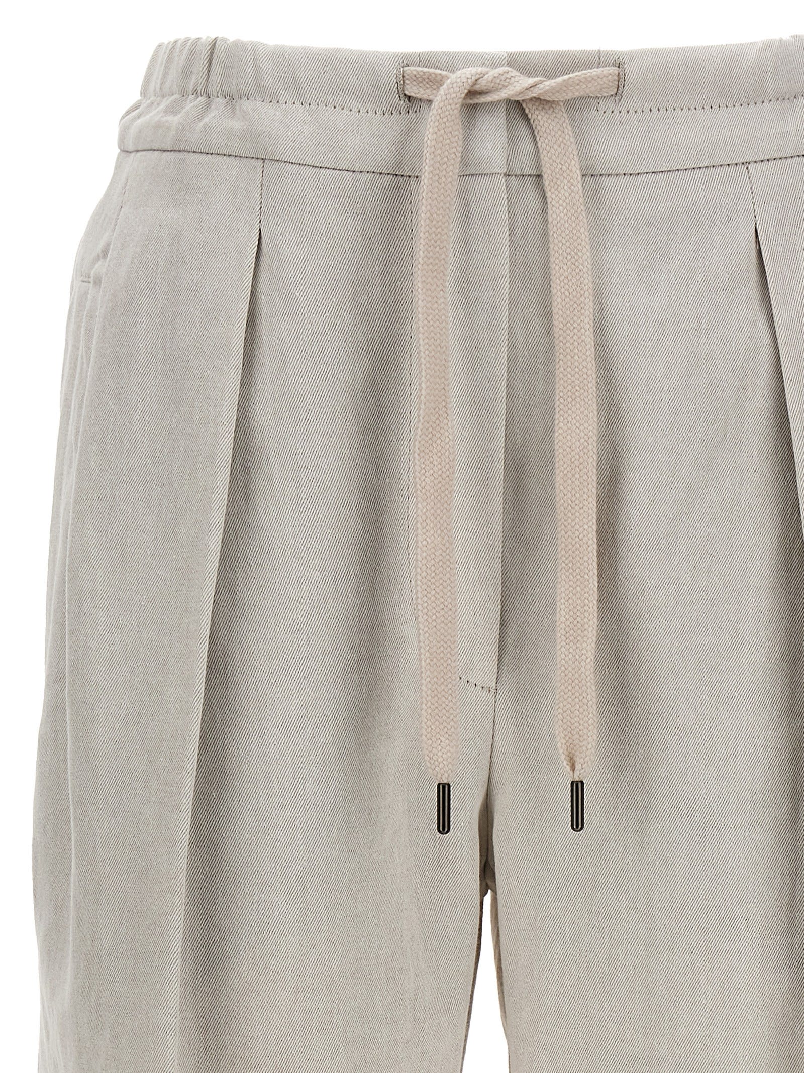 Shop Brunello Cucinelli Linen Cotton Trousers In Grey