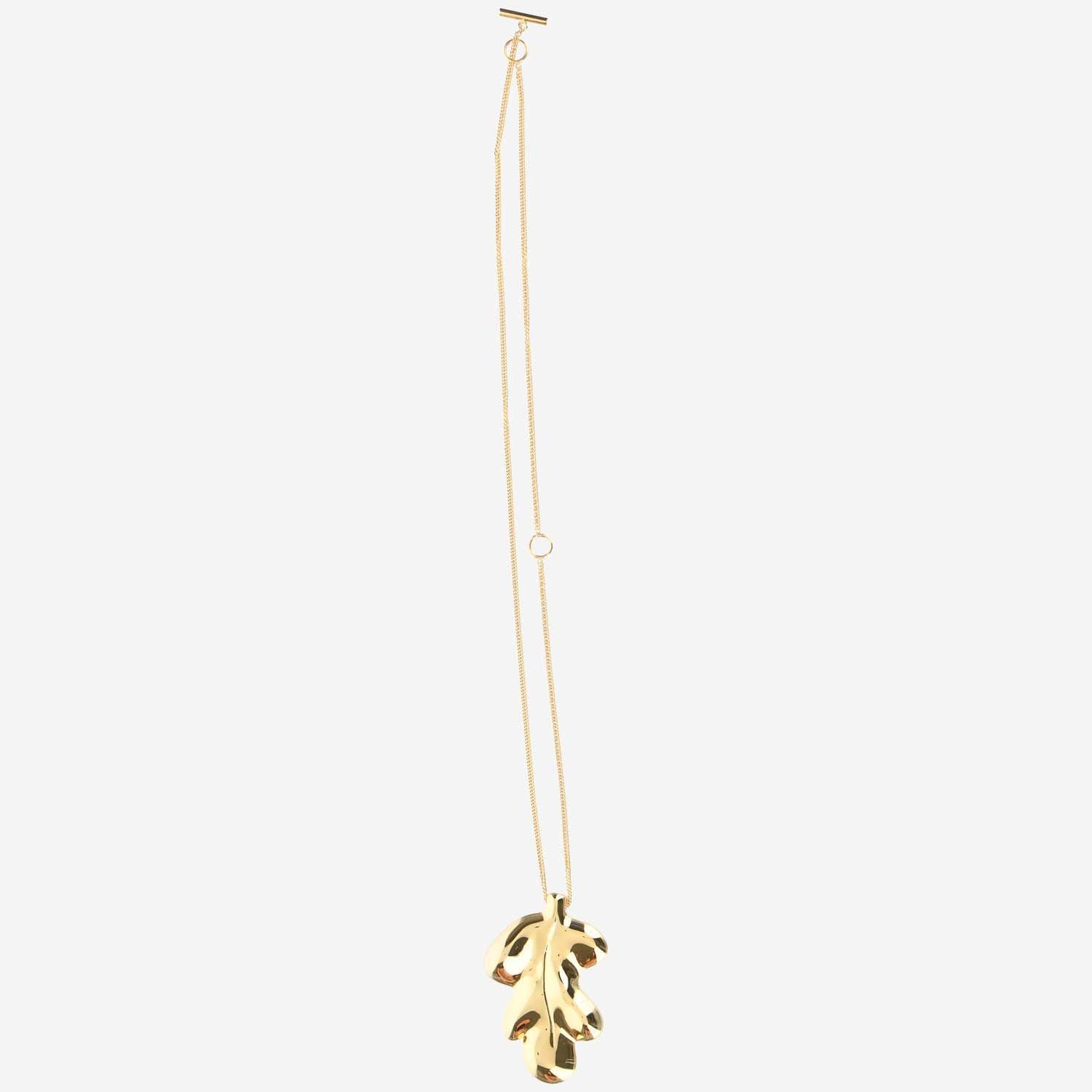 Shop Jil Sander Leaf Pendant Necklace In Oro