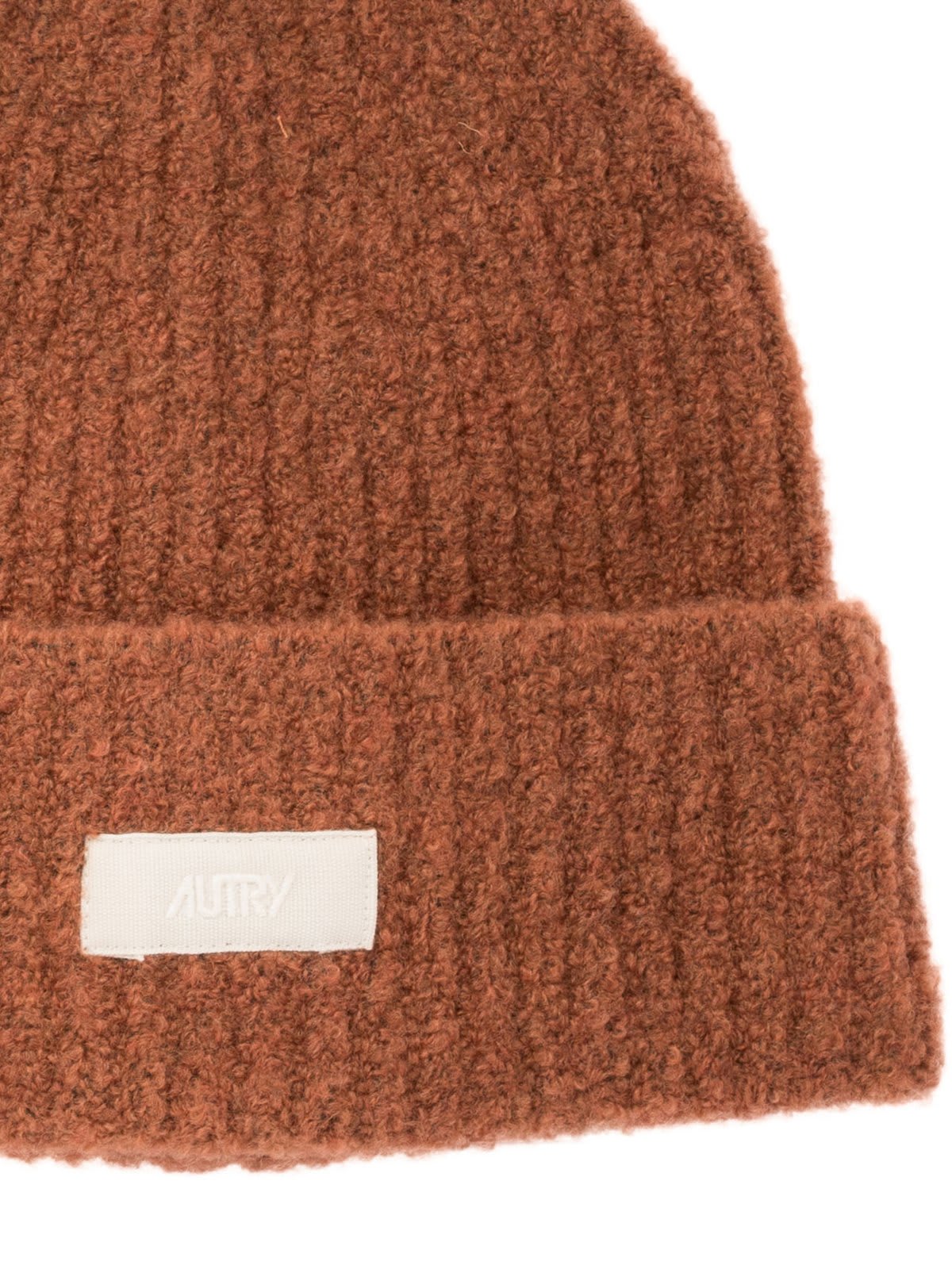 Autry Logo-patch Knitted Beanie In Rosso