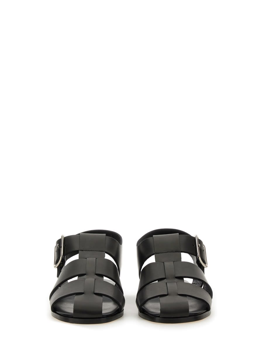 Aeyde Strappy Open Toe Flat Sole Sandals In Black