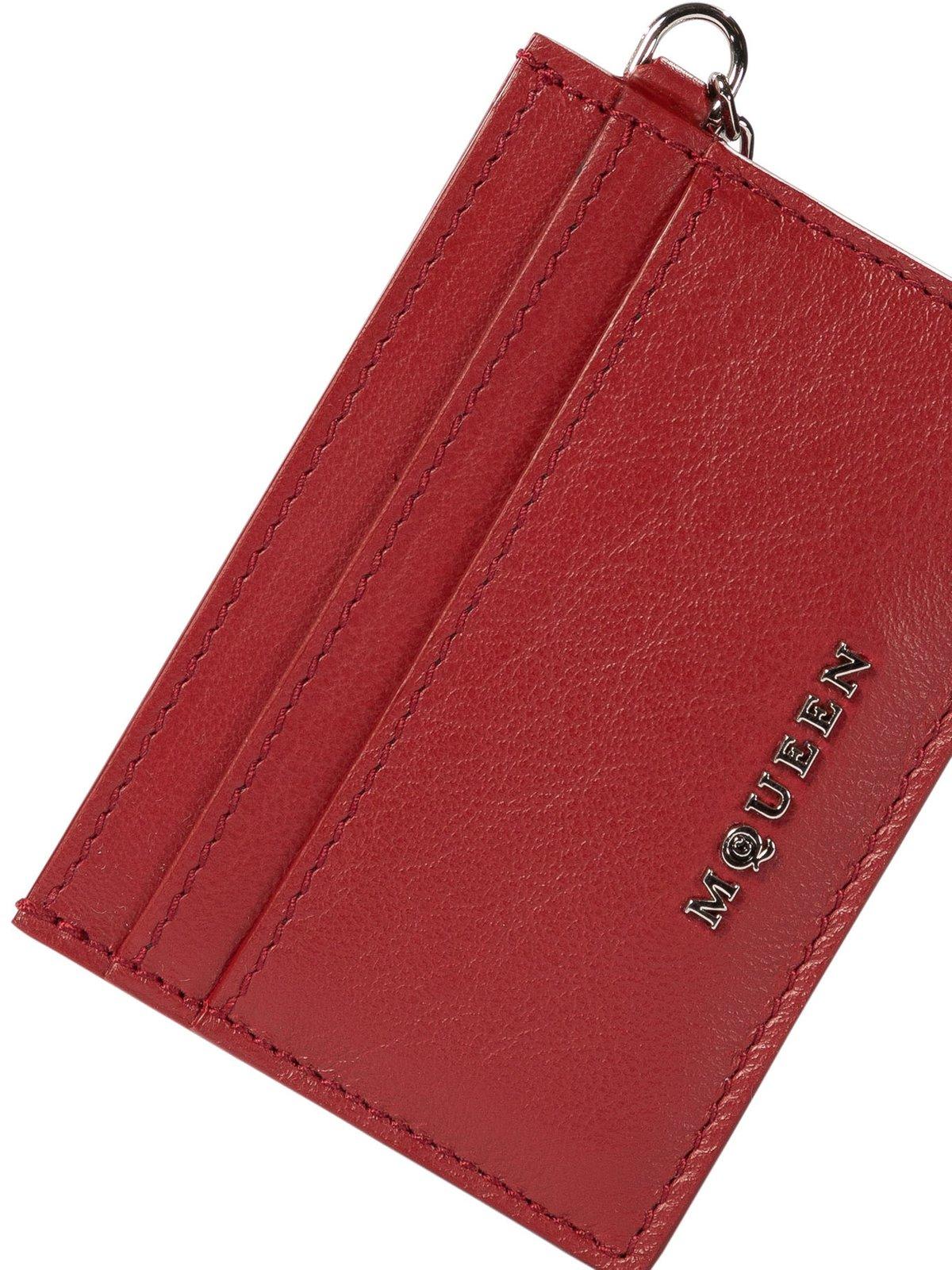 Shop Alexander Mcqueen Sling Logo Plaque Card Holder In Red