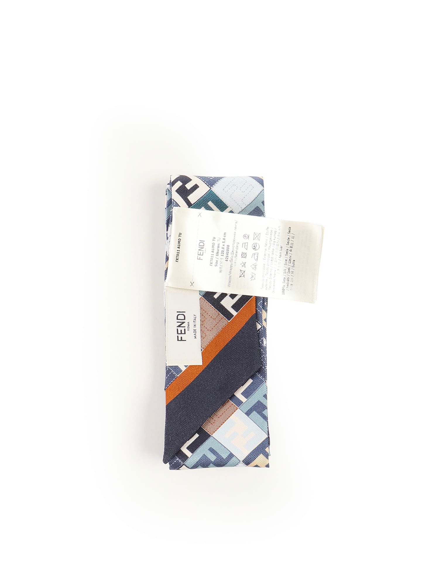 Fendi Ff Jacquard Silk Bandeau In Gray