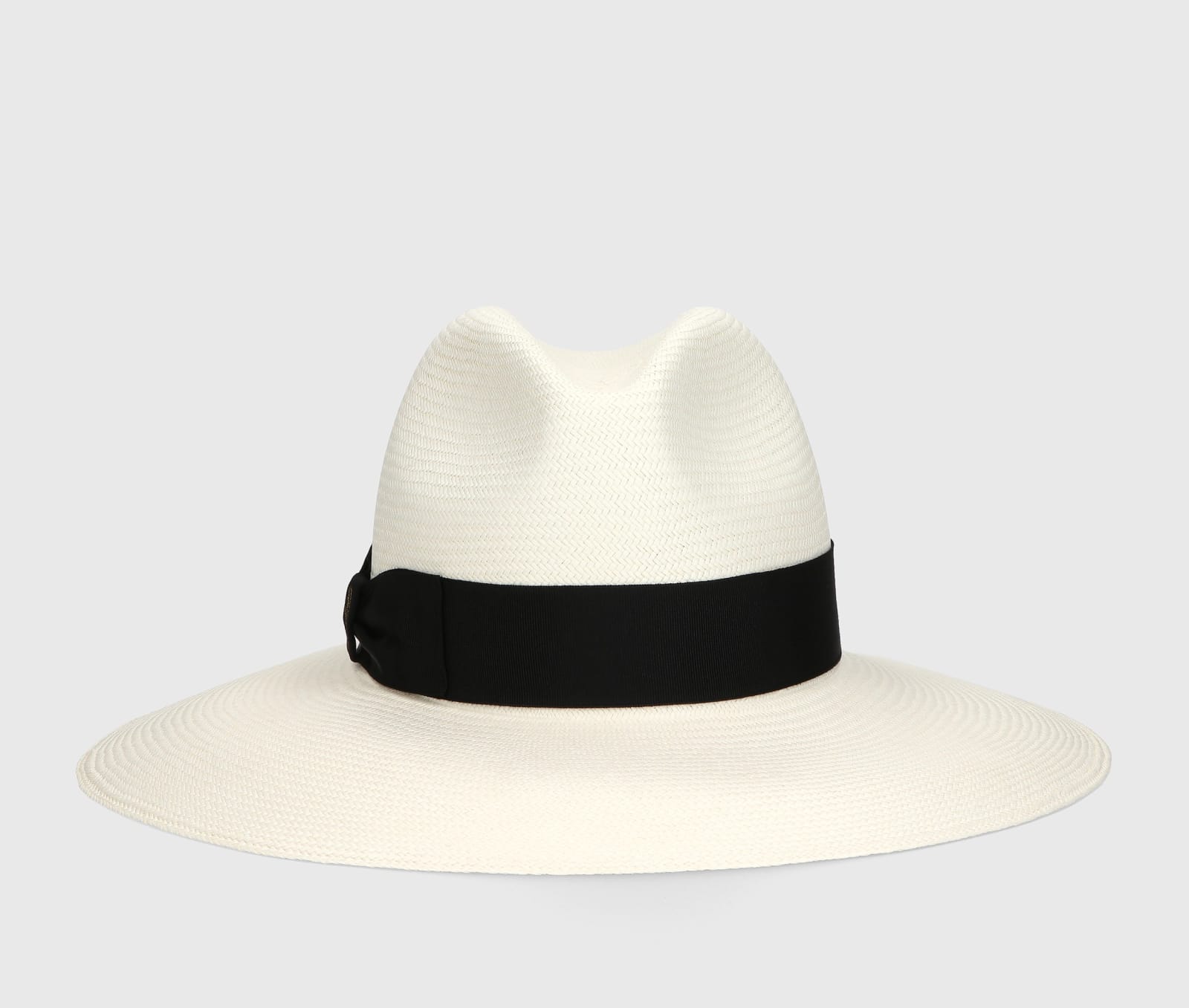 Shop Borsalino Sophie Panama Fine Wide Brim In White, Black Hat Band