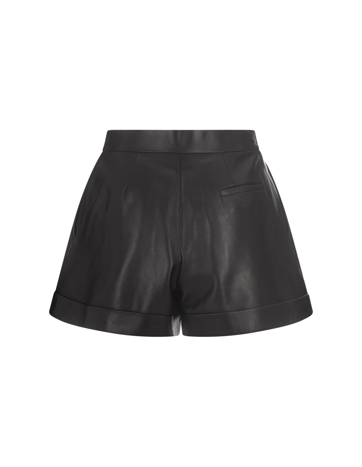 Shop Alexander Mcqueen High Waist Leather Shorts In Black