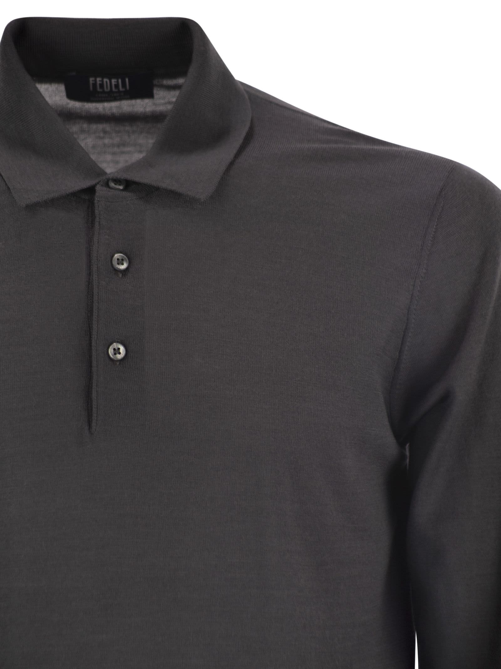 Fedeli Virgin Wool Polo Shirt In Gray