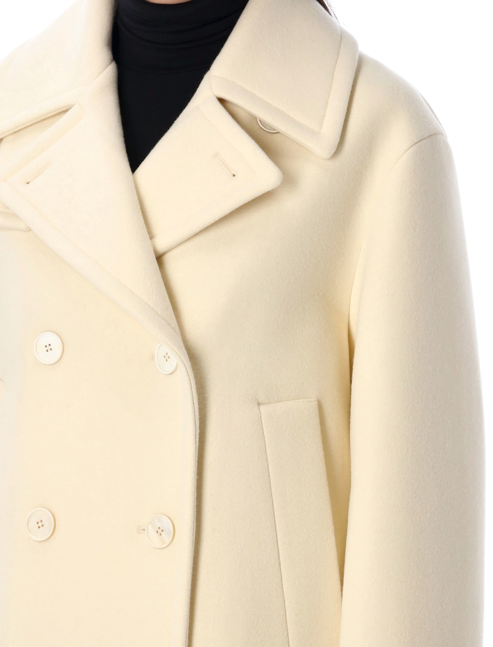 Shop Jil Sander Double-breasted Coat In Bone