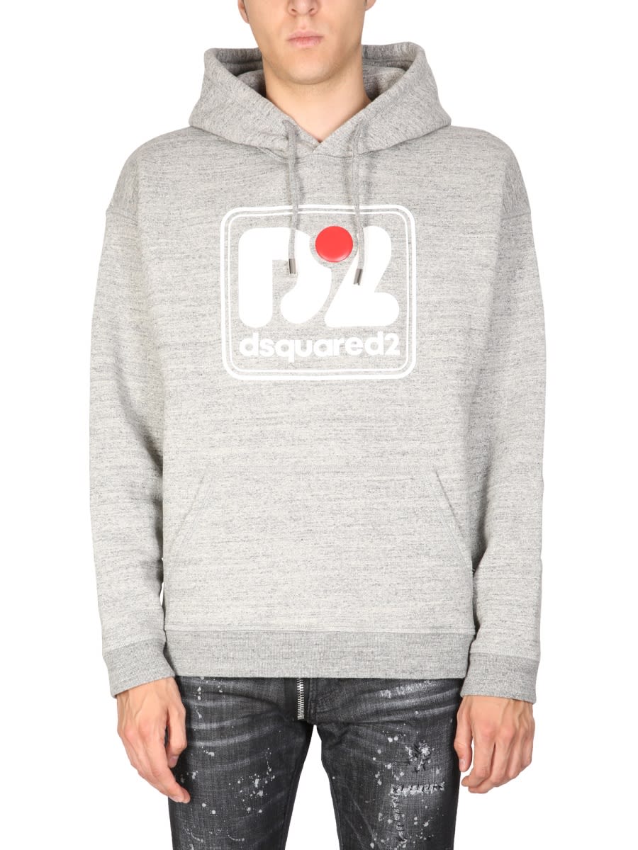 Shop Dsquared2 Camo Patch Herca Anorak Sweatshirt In Grey