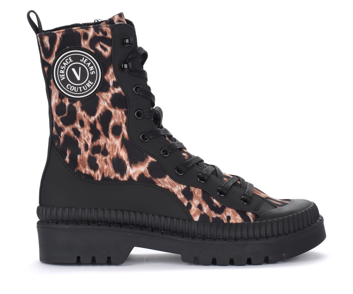 Versace Jeans Couture Combat Boot With Spotted Print