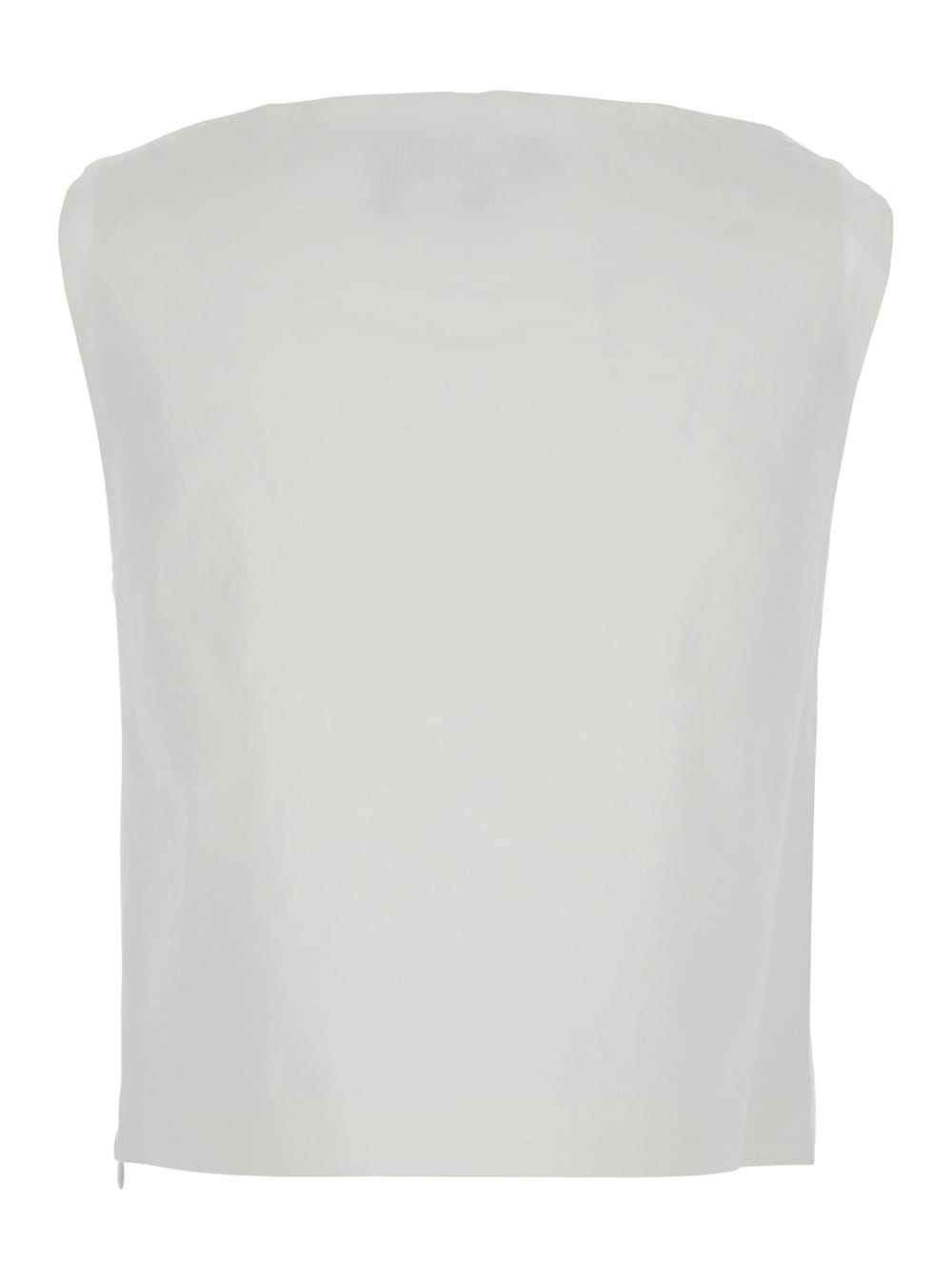 Theory White Top With Boat Neckline And Pences In Linen Blend Woman In White