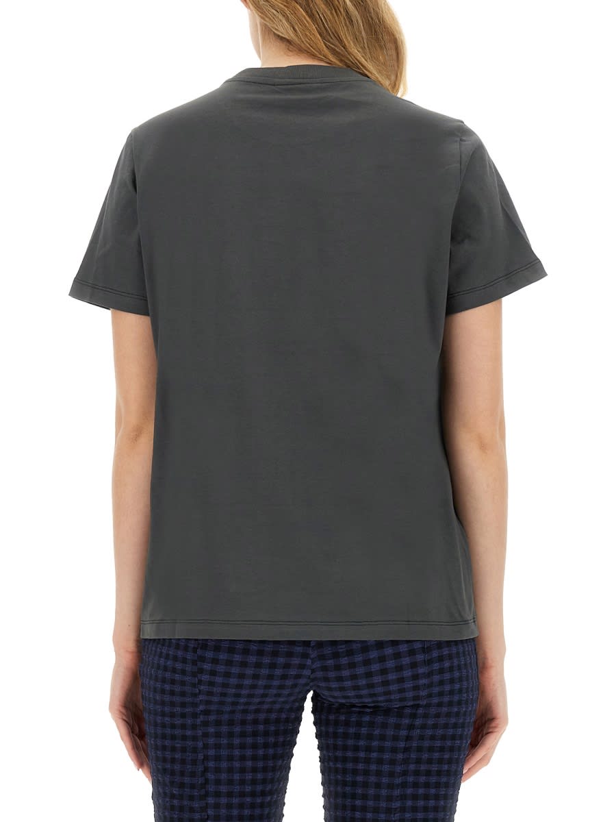 Shop Ganni T-shirt With Logo In Charcoal