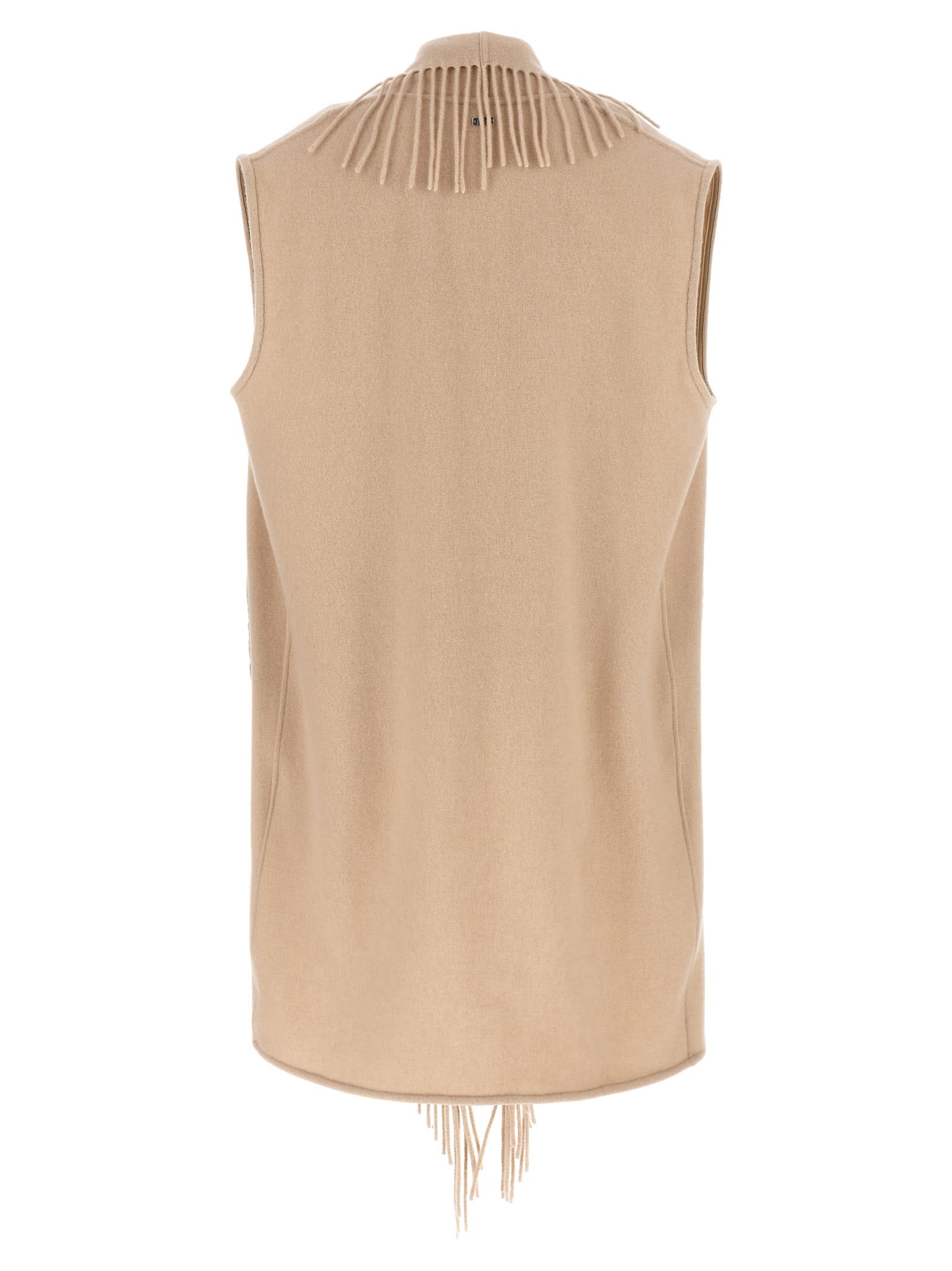 Shop Herno Fringed Vest In Beige