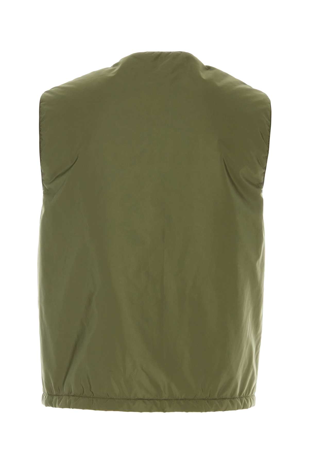 Prada Army Green Nylon Sleeveless Padded Jacket In Militare