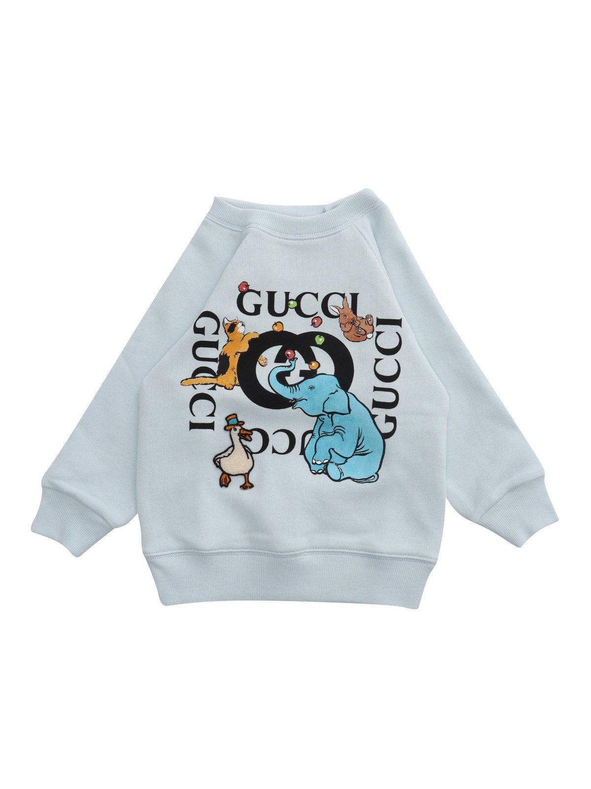 Gucci Animal Logo Printed Crewneck Sweatshirt