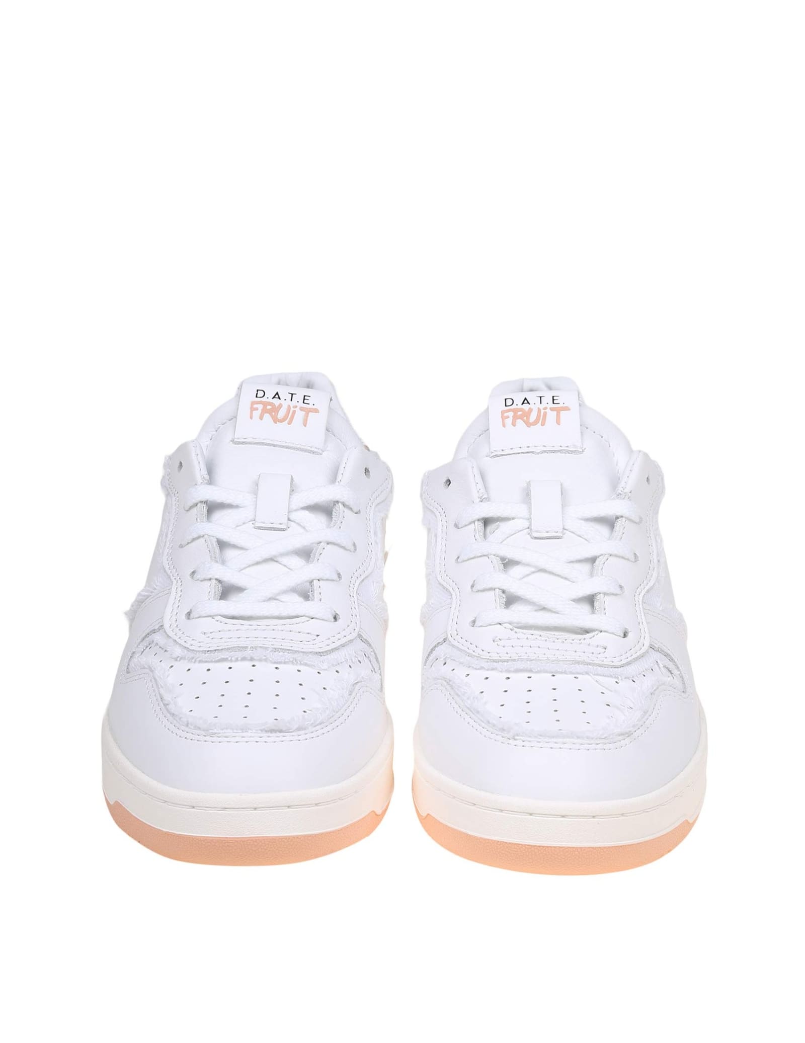 Shop Date Court Sneakers In White Leather In Peach