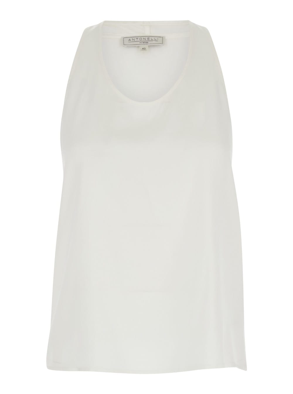 White Sleeveless And Flared Top In Silk Blend Woman