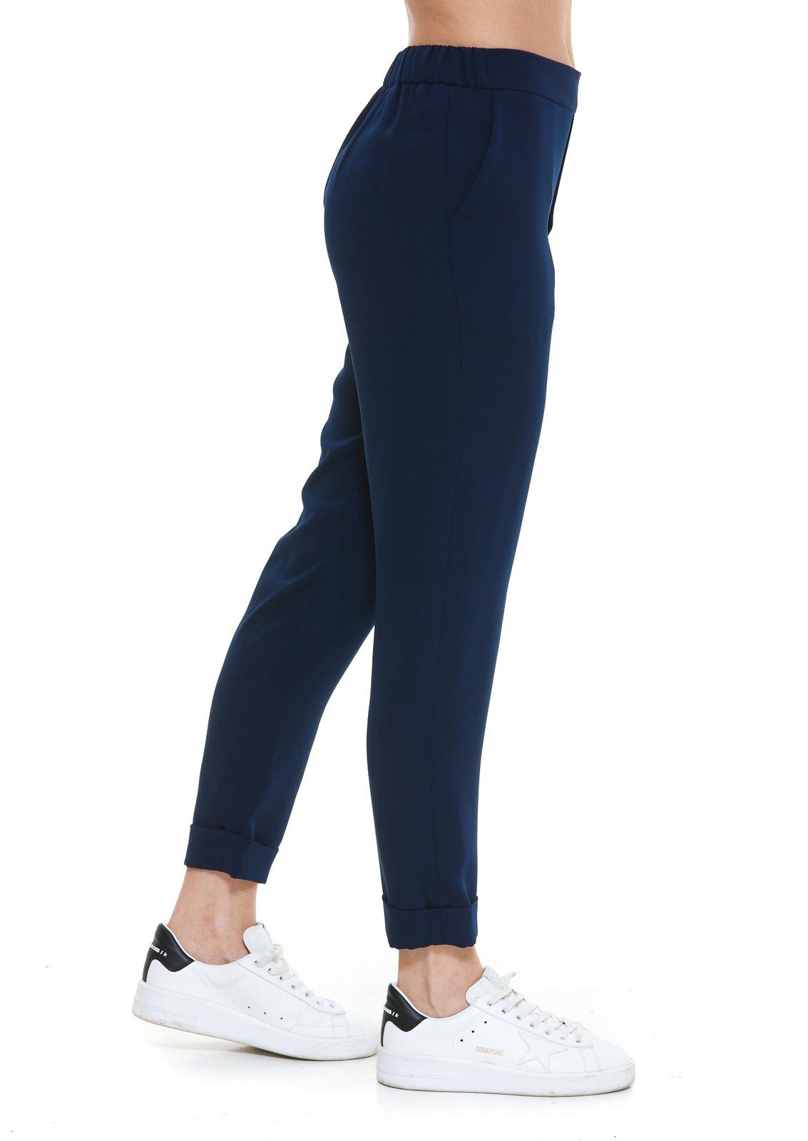 Shop P.a.r.o.s.h Elastic Waist Cropped Trousers In Blu